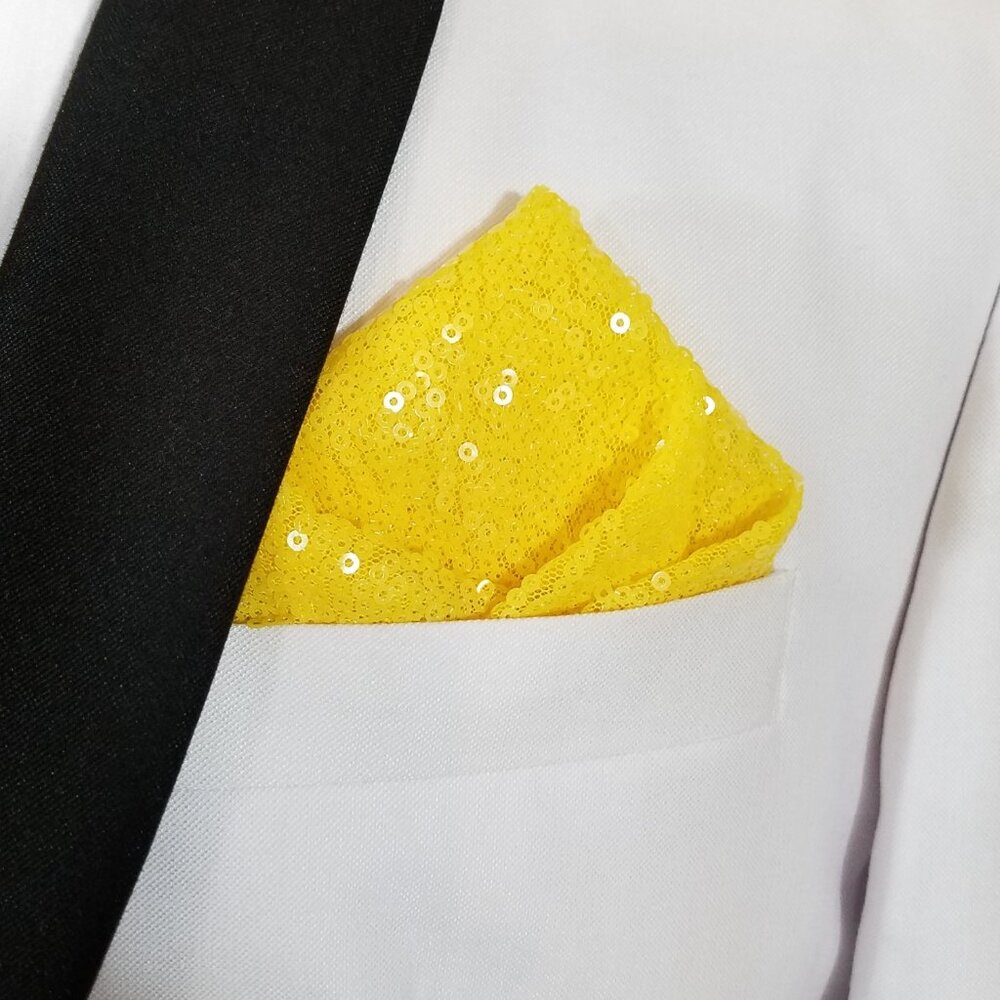 Men's Sequin Pre-Folded Pocket Square Insert - Bright Yellow